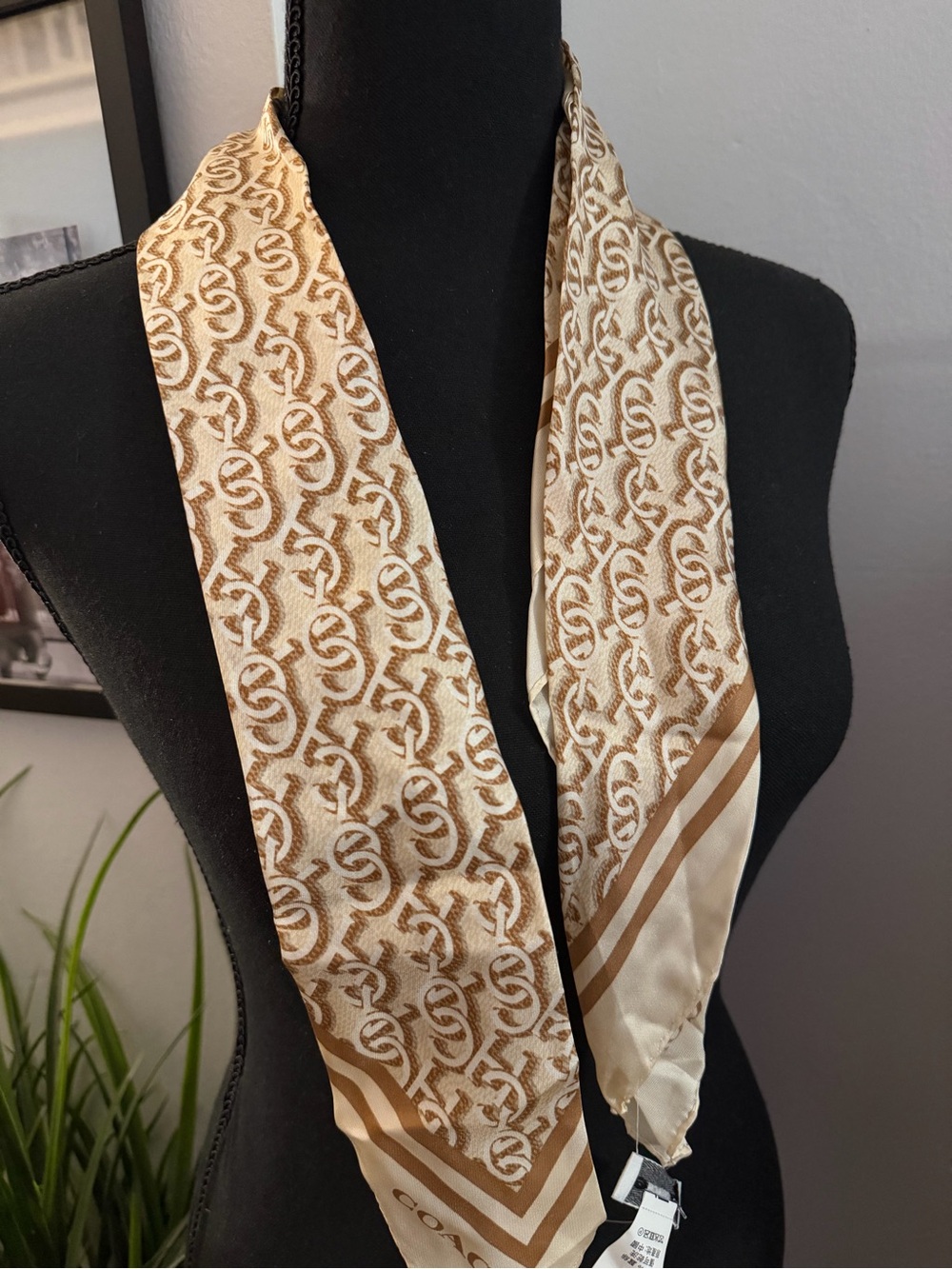 Coach Logo Print Silk Scarf (NWT)